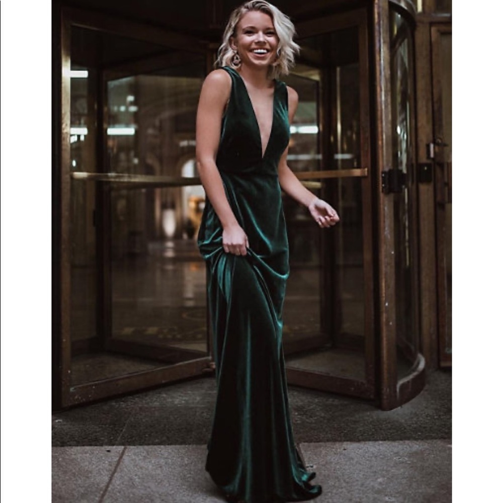 Jenny Yoo Logan Velvet in Emerald from BHLDN sz 4